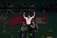 Lewis Hamilton, George Russell, and Joseph McMillan, Lead Race Strategist of Mercedes Source: Getty Images